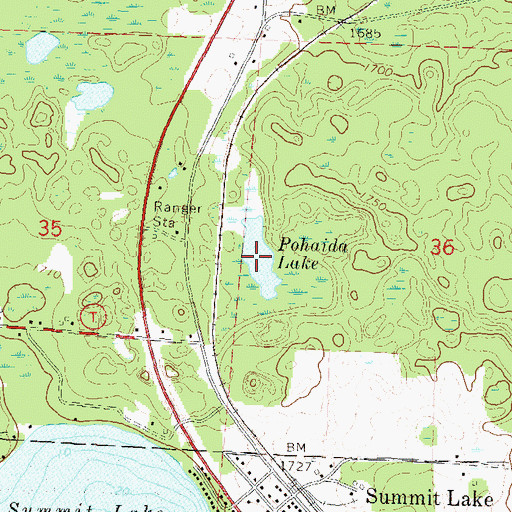 Topographic Map of Pohaida Lake, WI