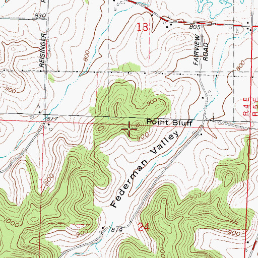 Topographic Map of Point Bluff, WI
