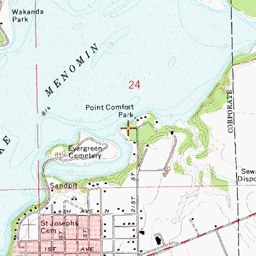 Topographic Map of Point Comfort Park, WI