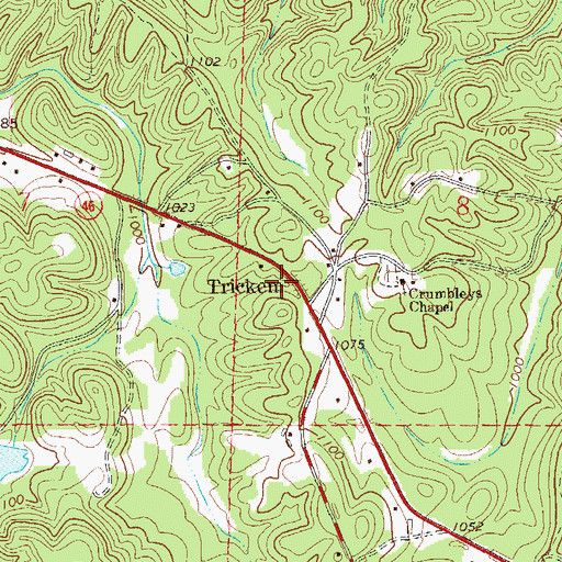 Topographic Map of Trickem, AL