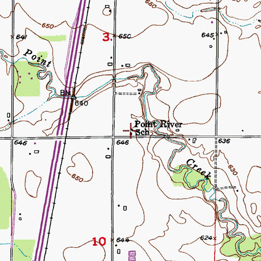 Topographic Map of Point River School, WI