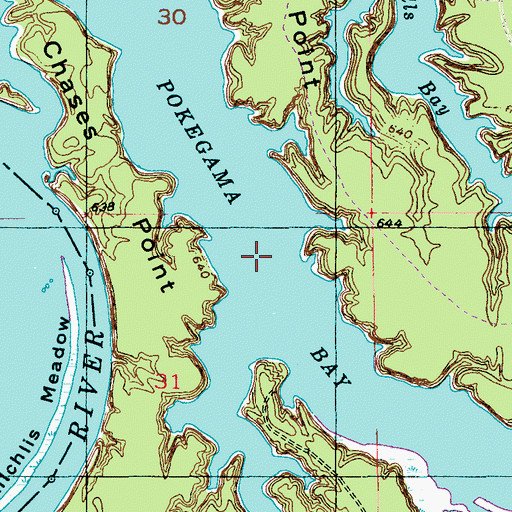 Topographic Map of Pokegama Bay, WI