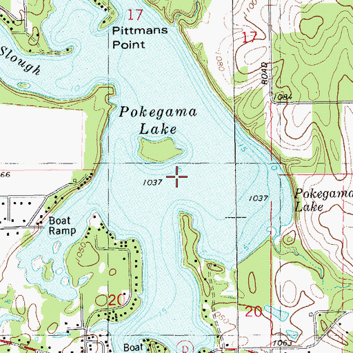 Topographic Map of Pokegama Lake, WI