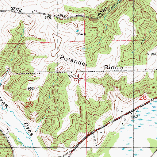 Topographic Map of Polander Ridge, WI
