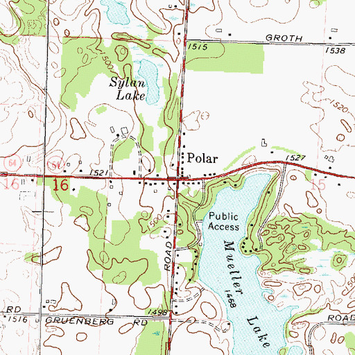 Topographic Map of Polar, WI