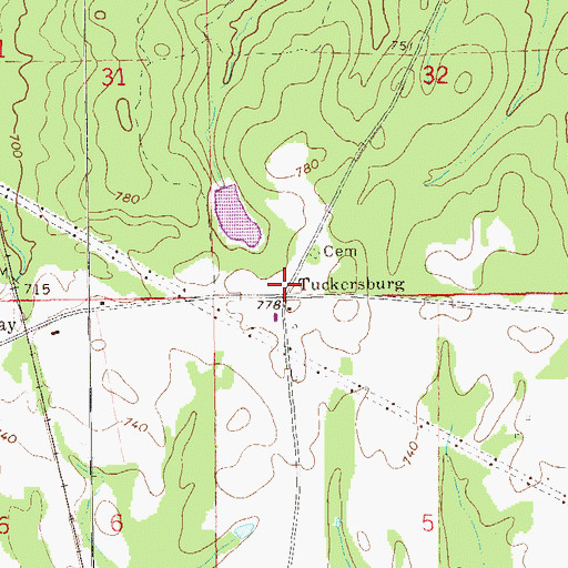 Topographic Map of Tuckersburg, AL