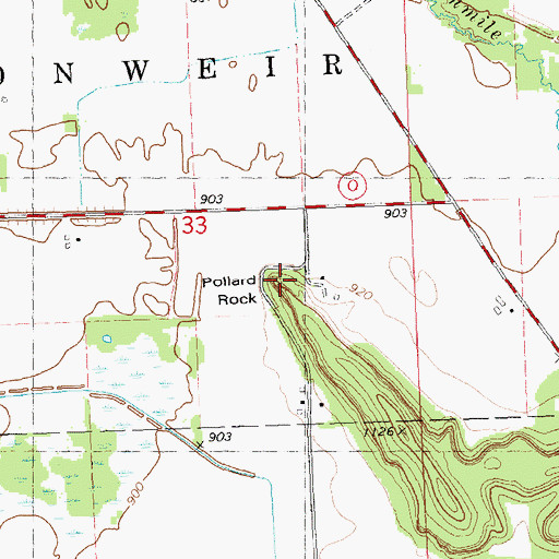 Topographic Map of Pollard Rock, WI