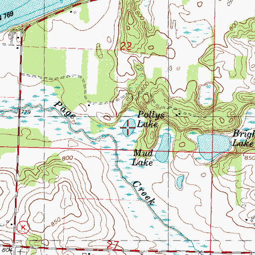 Topographic Map of Pollys Lake, WI