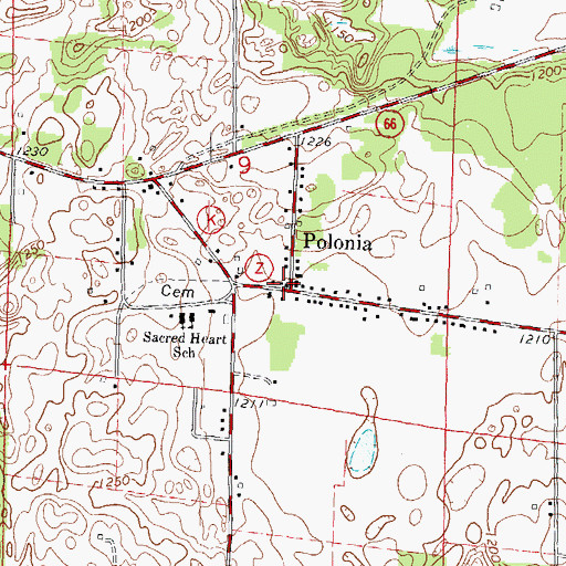Topographic Map of Polonia, WI