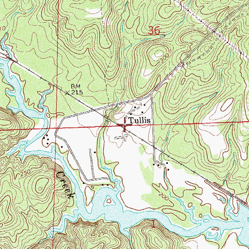 Topographic Map of Tullis, AL