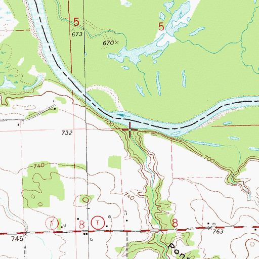 Topographic Map of Ponstad Berg Coulee, WI