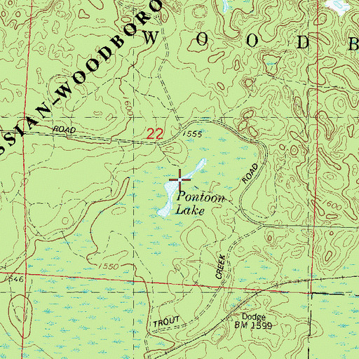 Topographic Map of Pontoon Lake, WI