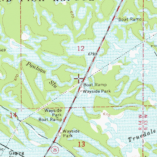 Topographic Map of Pontoon Slough, WI