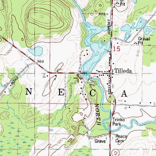 Topographic Map of Pony Creek, WI