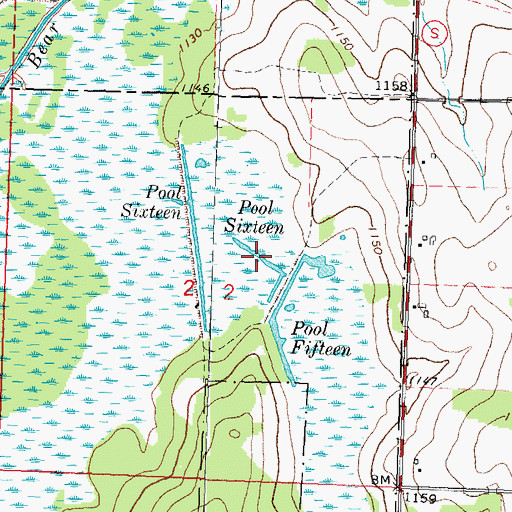Topographic Map of Pool Fifteen, WI
