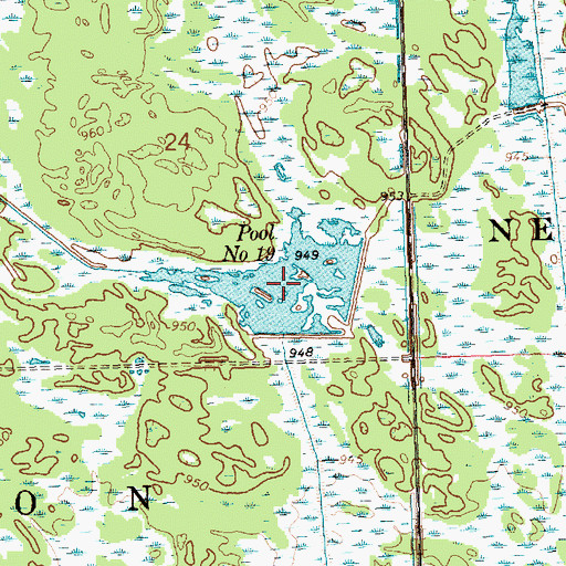 Topographic Map of Number Nineteen Pool, WI