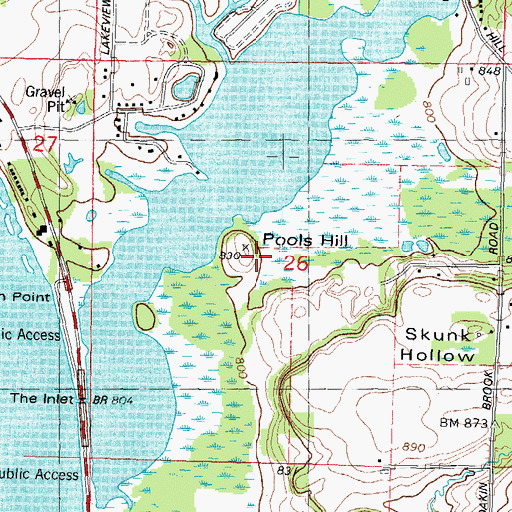 Topographic Map of Pools Hill, WI