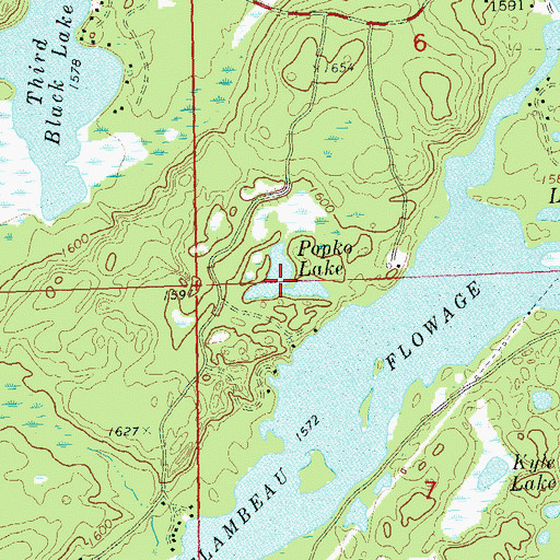 Topographic Map of Popko Lake, WI