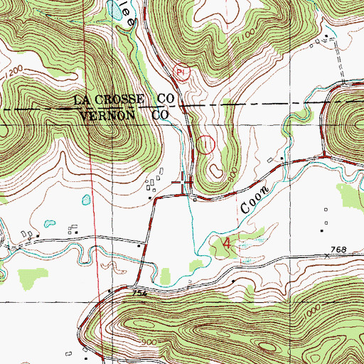 Topographic Map of Poplar Coulee, WI
