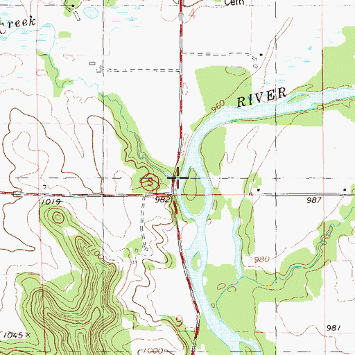 Topographic Map of Popple Creek, WI
