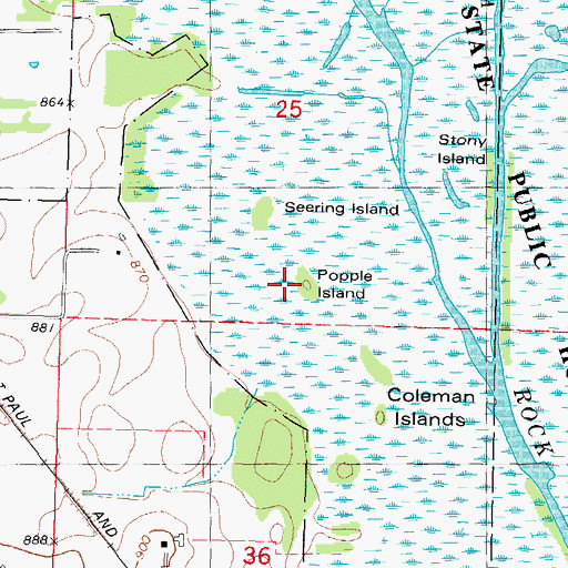 Topographic Map of Popple Island, WI