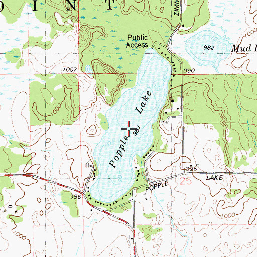 Topographic Map of Popple Lake, WI