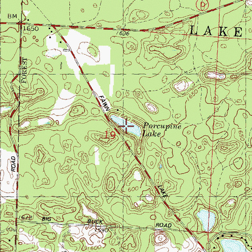 Topographic Map of Porcupine Lake, WI