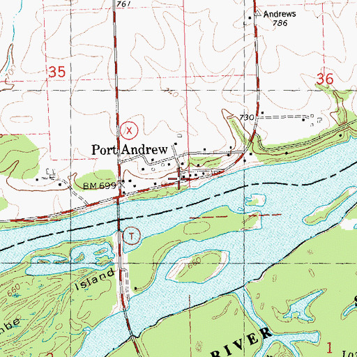 Topographic Map of Port Andrew, WI