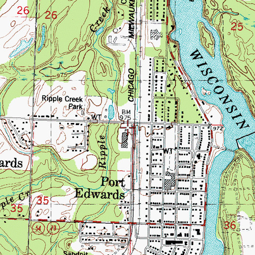 Topographic Map of Port Edwards, WI