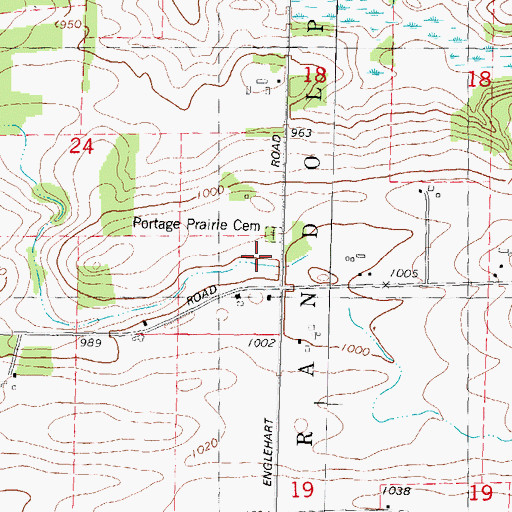 Topographic Map of Portage Prairie Cemetery, WI