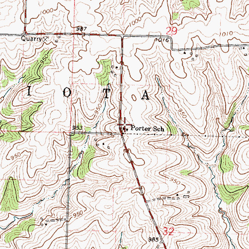 Topographic Map of Porter School, WI