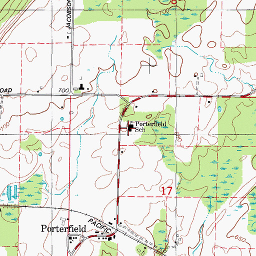 Topographic Map of Porterfield Elementary School, WI