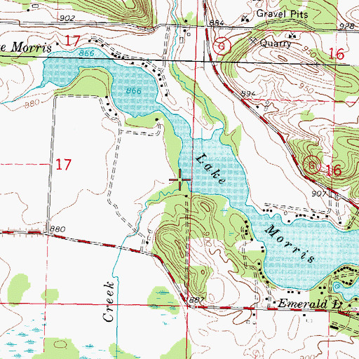 Topographic Map of Porters Creek, WI