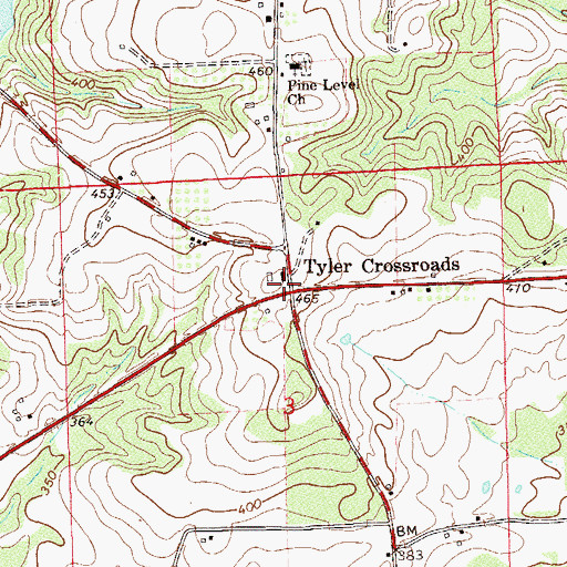 Topographic Map of Tyler Crossroads, AL