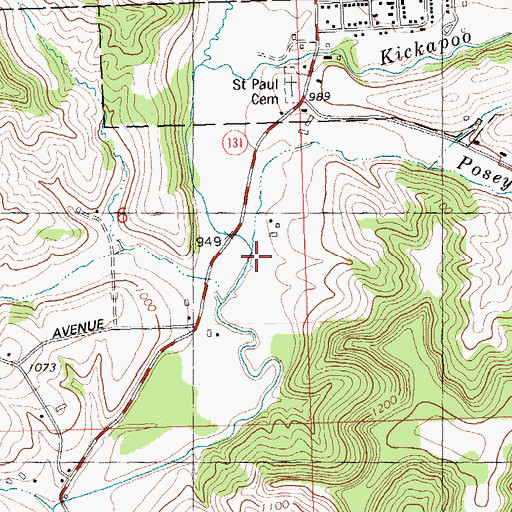 Topographic Map of Posey Creek, WI
