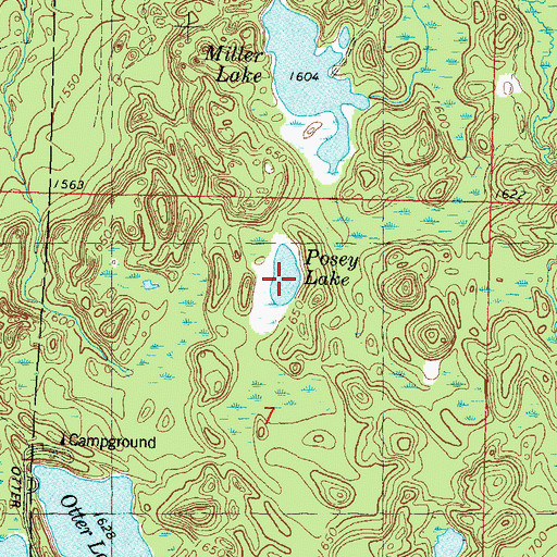 Topographic Map of Posey Lake, WI