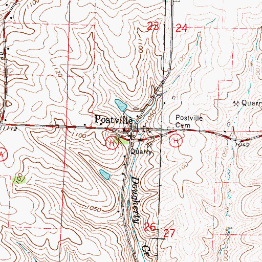 Topographic Map of Postville, WI