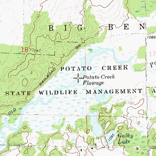 Topographic Map of Potato Creek Flowage, WI