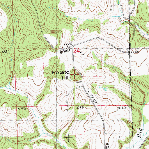 Topographic Map of Potato Hill, WI