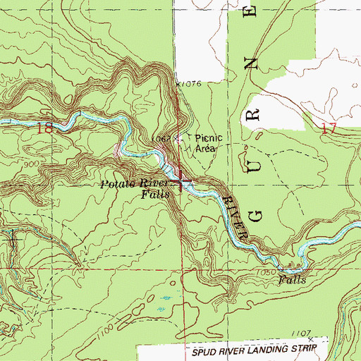 Topographic Map of Potato River Falls, WI