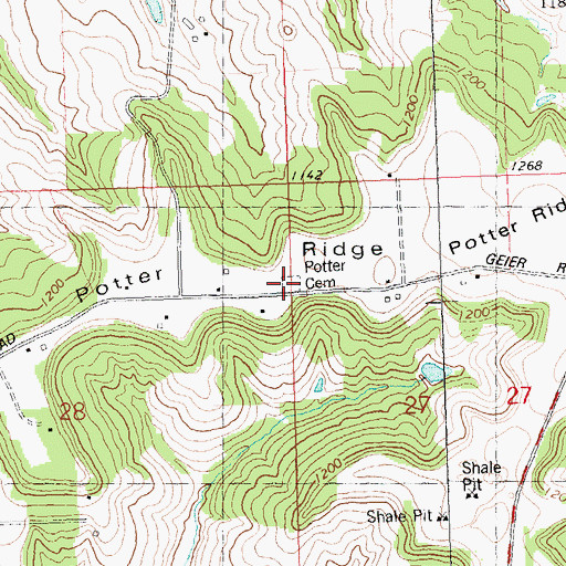 Topographic Map of Potter Cemetery, WI