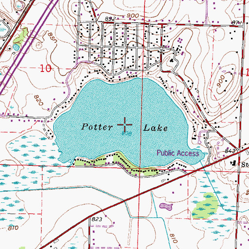 Topographic Map of Potter Lake, WI