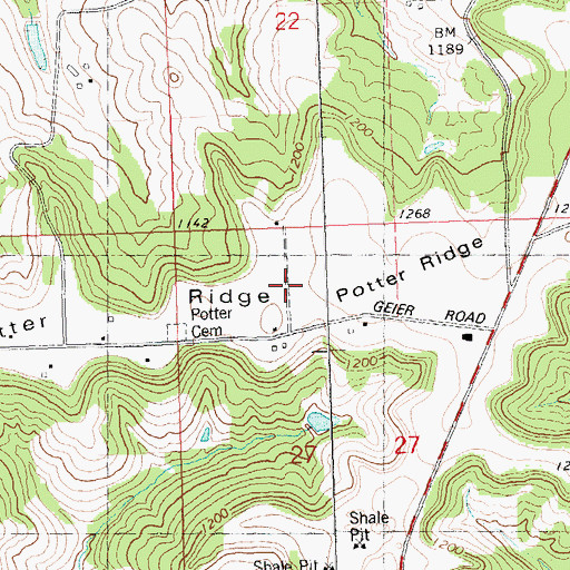 Topographic Map of Potter Ridge, WI
