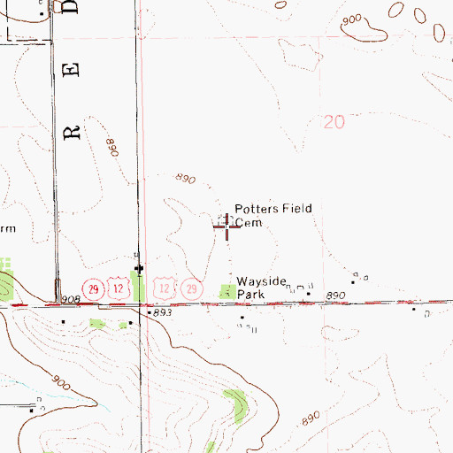 Topographic Map of Potters Field Cemetery, WI