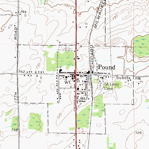 Topographic Map of Pound, WI