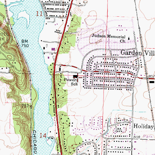 Topographic Map of Powers Elementary School, WI