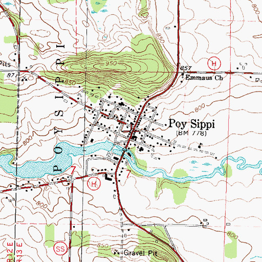 Topographic Map of Poy Sippi, WI