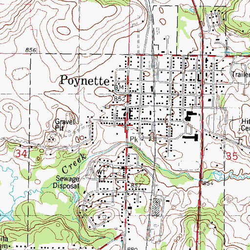 Topographic Map of Poynette, WI