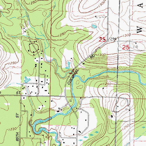 Topographic Map of Prahl Creek, WI