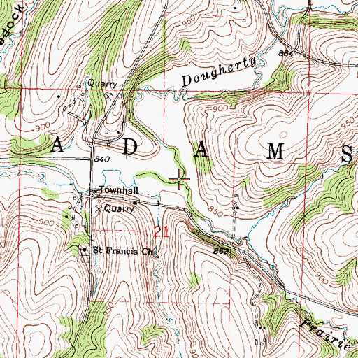 Topographic Map of Prairie Brook, WI
